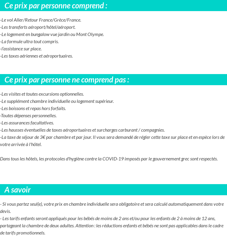 Conditions tarifaires