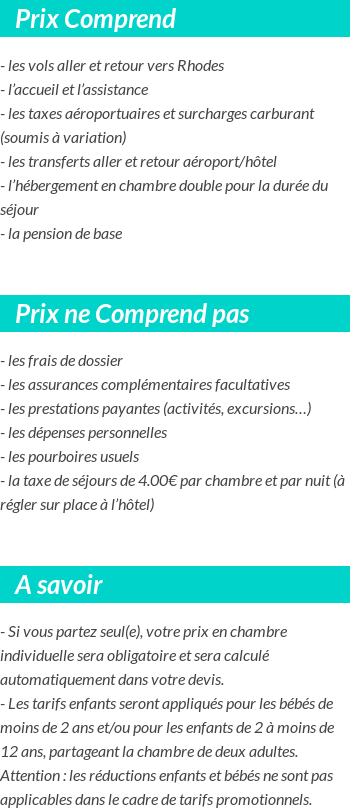 Conditions tarifaires