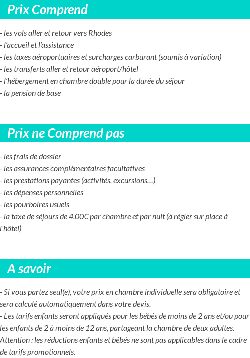 Conditions tarifaires