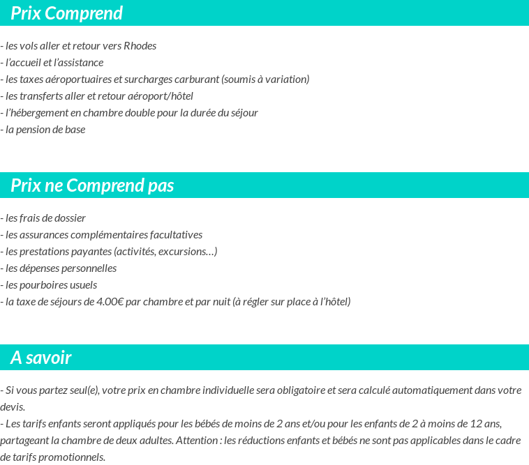 Conditions tarifaires