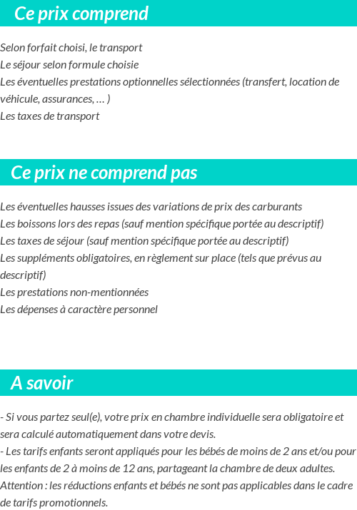 Conditions tarifaires