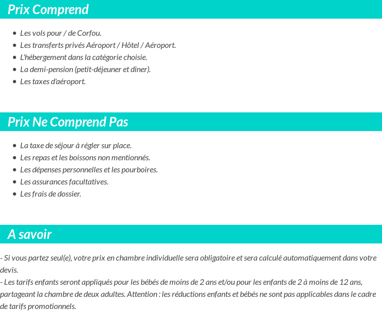 Conditions tarifaires