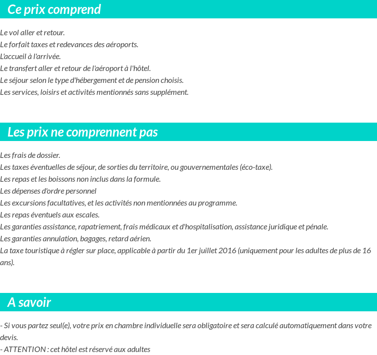 Conditions tarifaires