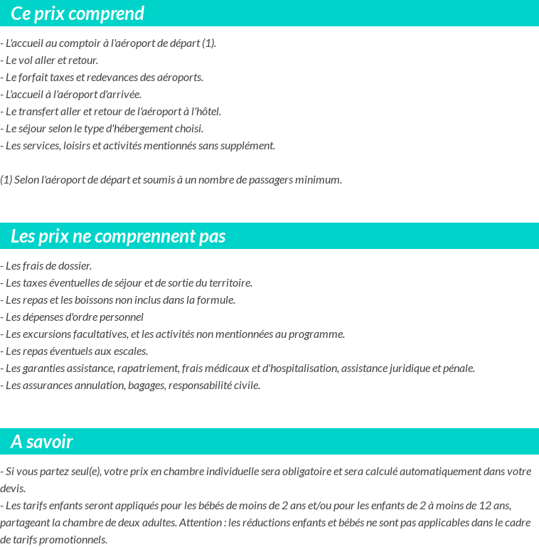 Conditions tarifaires