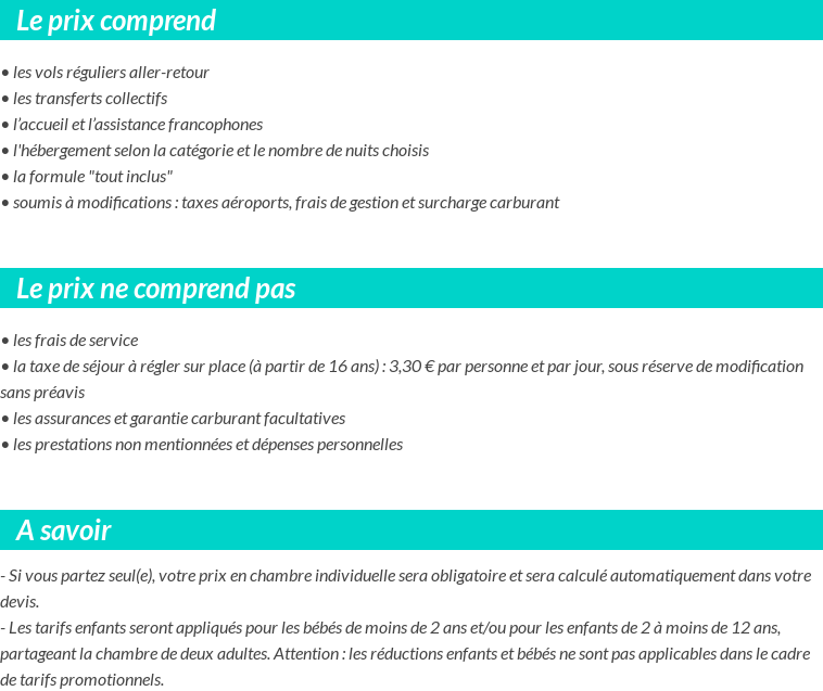 Conditions tarifaires