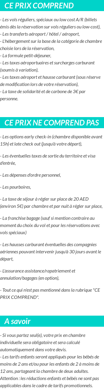Conditions tarifaires