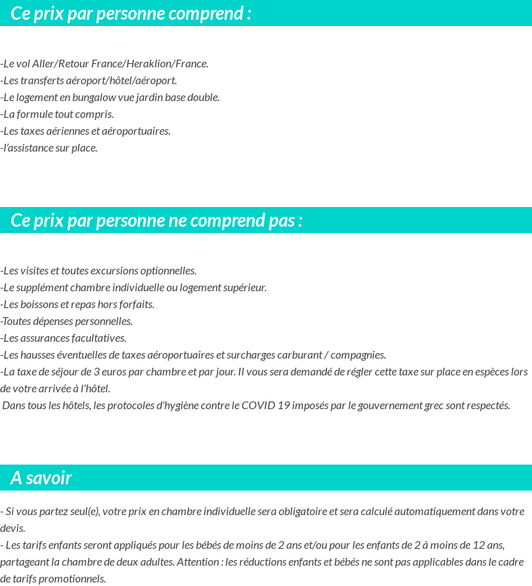 Conditions tarifaires