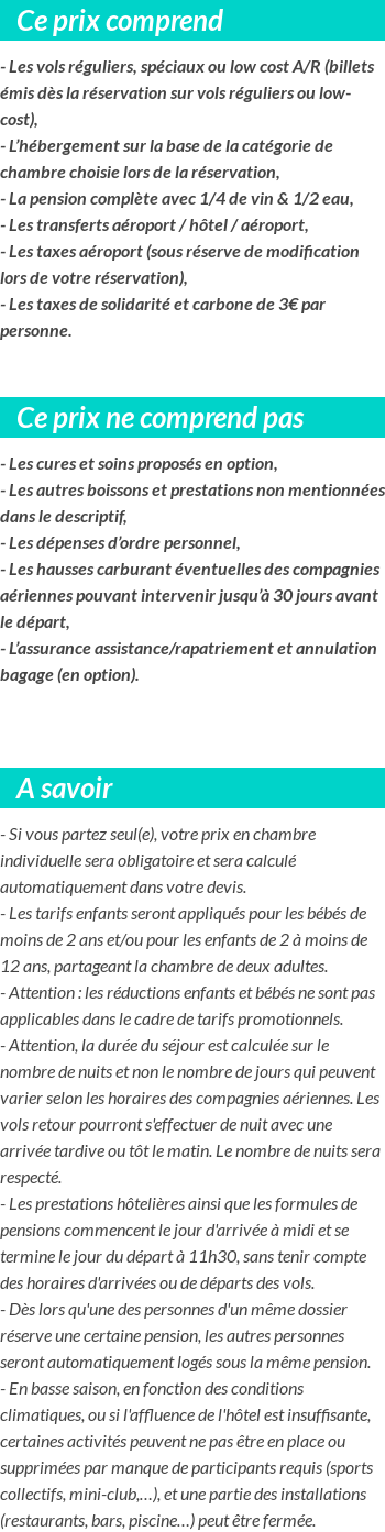 Conditions tarifaires