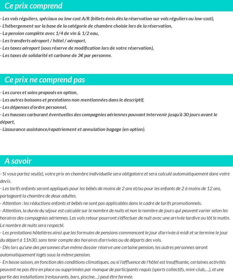 Conditions tarifaires