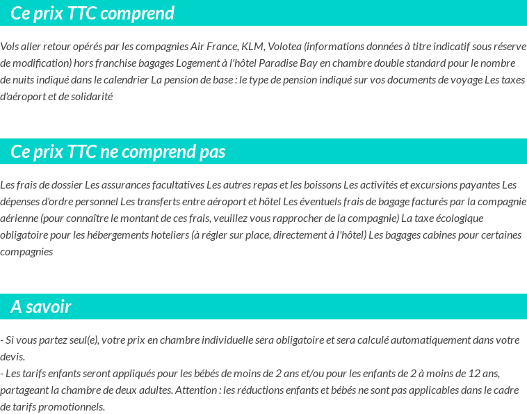 Conditions tarifaires