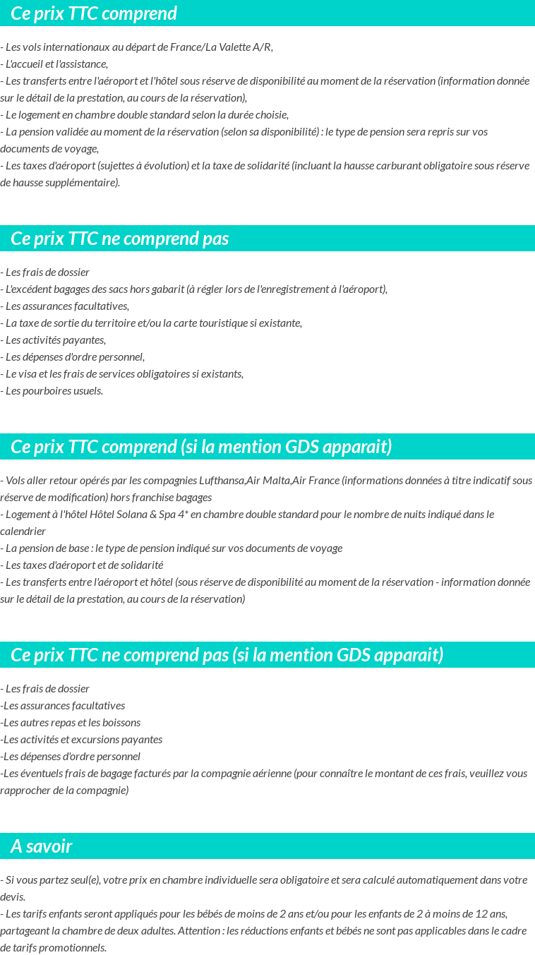 Conditions tarifaires