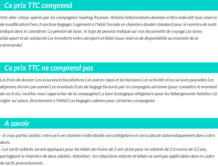 Conditions tarifaires