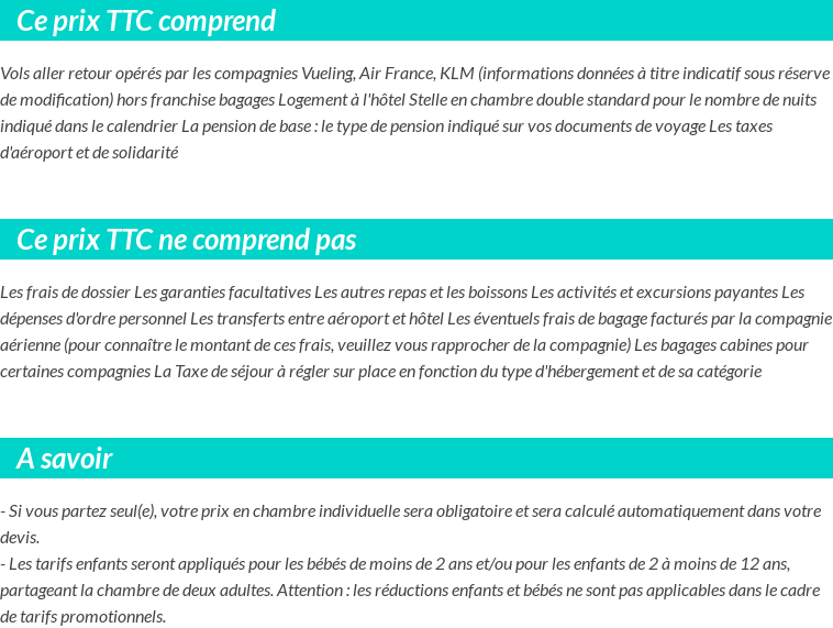 Conditions tarifaires