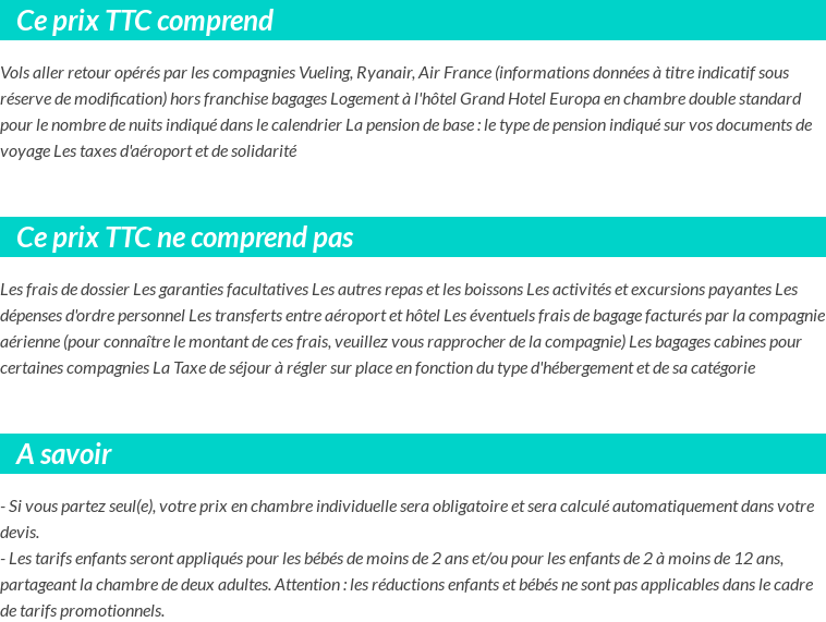 Conditions tarifaires