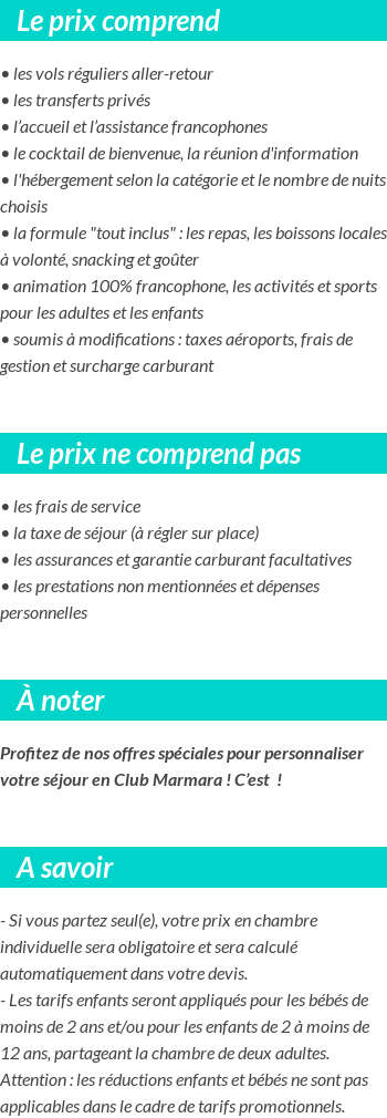 Conditions tarifaires