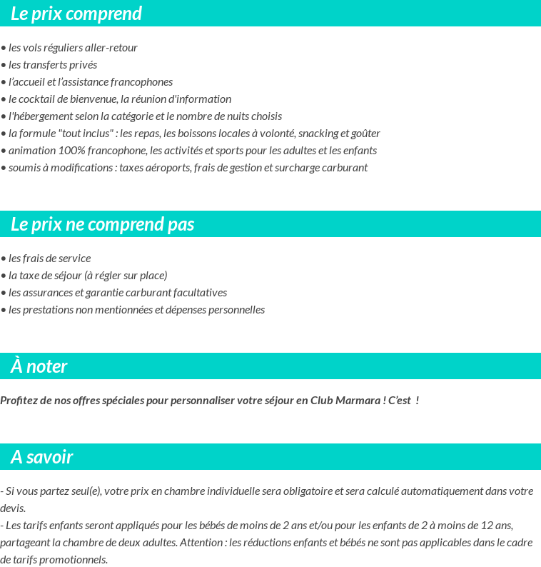 Conditions tarifaires