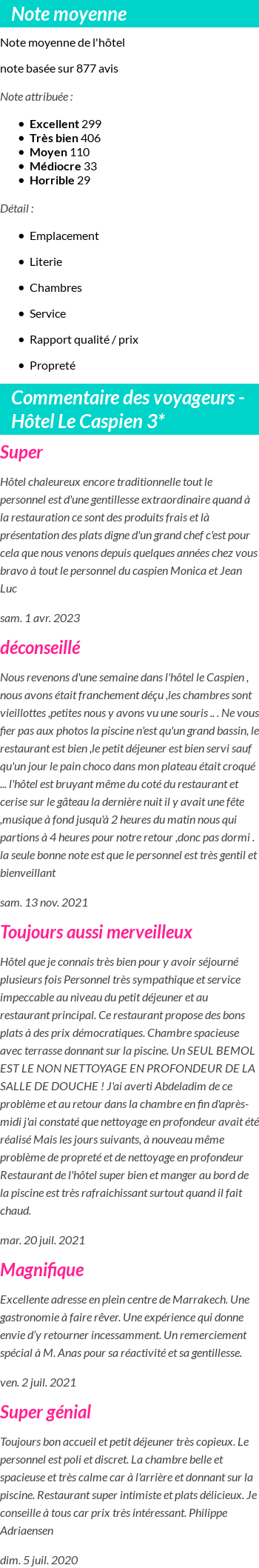 Avis clients