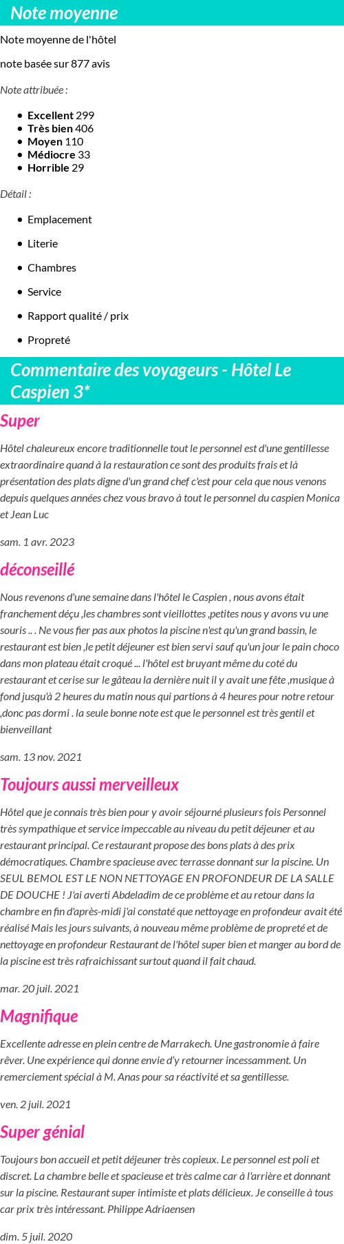 Avis clients