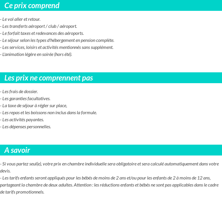 Conditions tarifaires