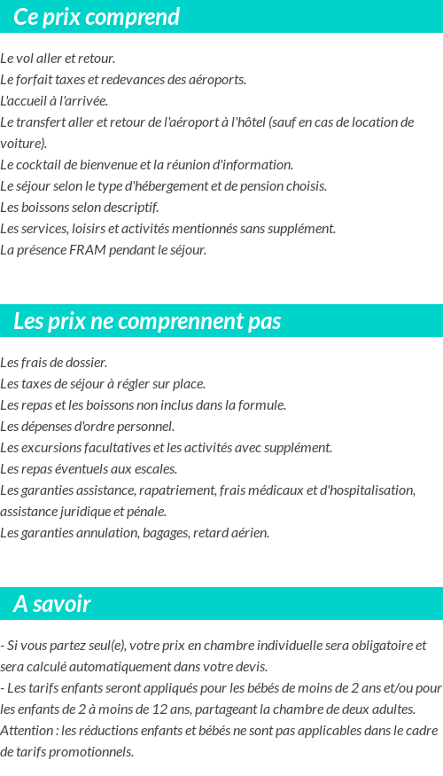 Conditions tarifaires