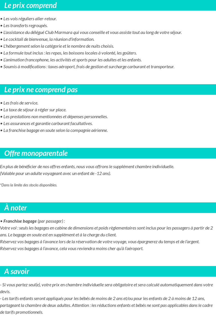 Conditions tarifaires