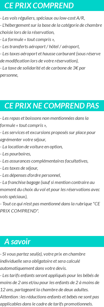 Conditions tarifaires