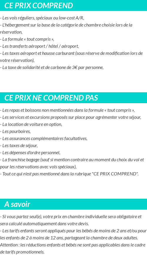 Conditions tarifaires