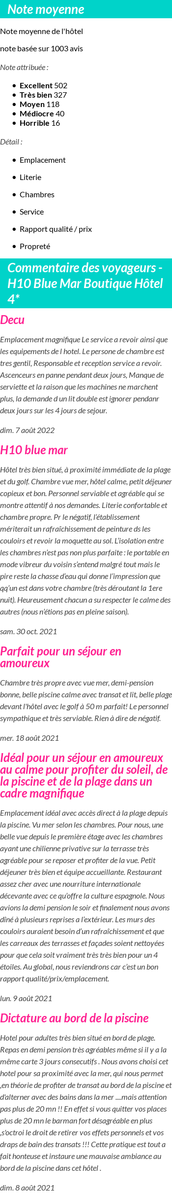 Avis clients