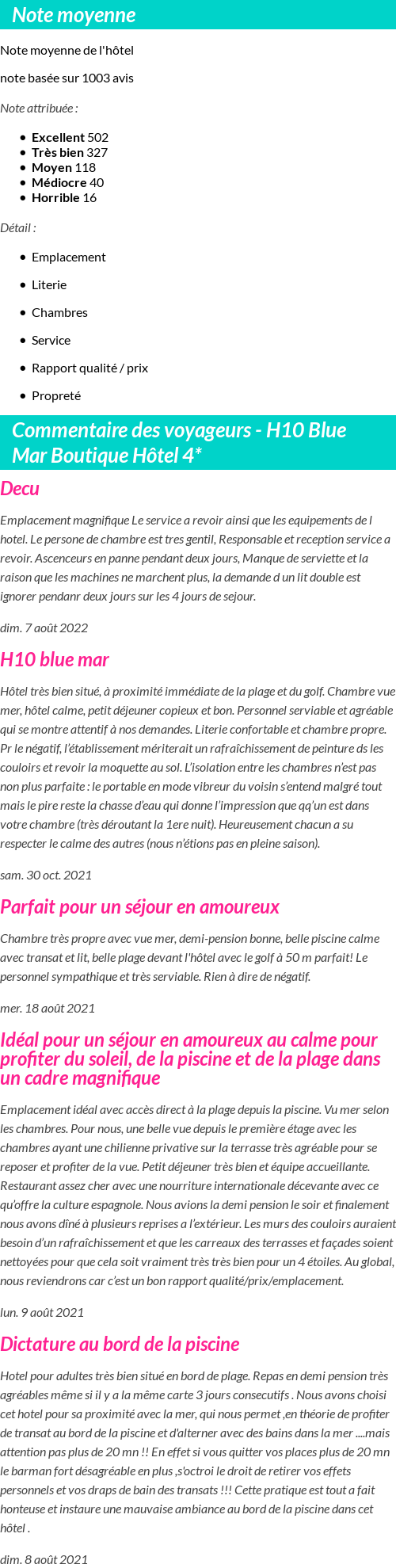 Avis clients