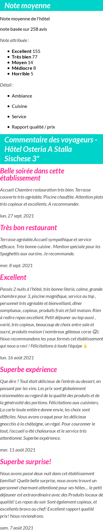 Avis clients