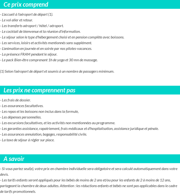 Conditions tarifaires