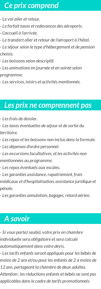 Conditions tarifaires