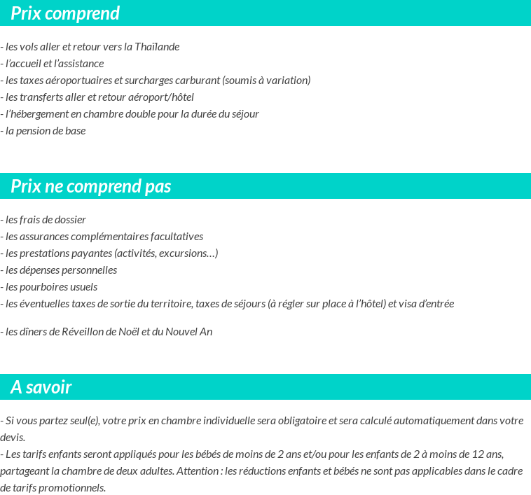 Conditions tarifaires