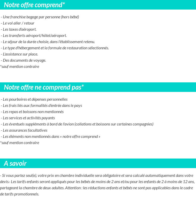 Conditions tarifaires