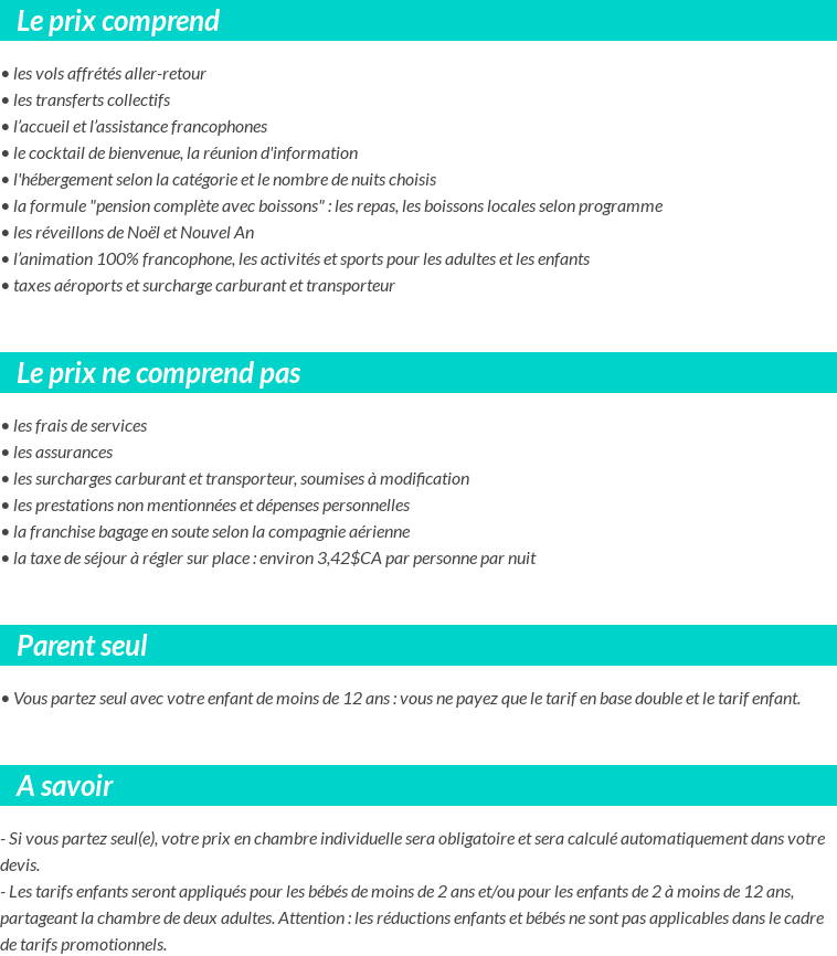 Conditions tarifaires