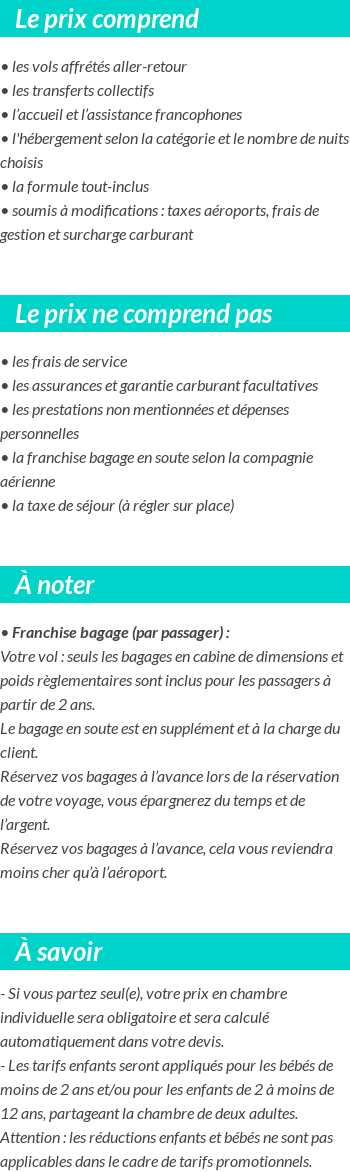 Conditions tarifaires