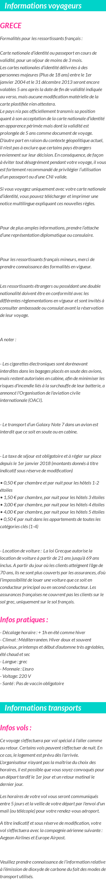 Formalités et infos voyageurs