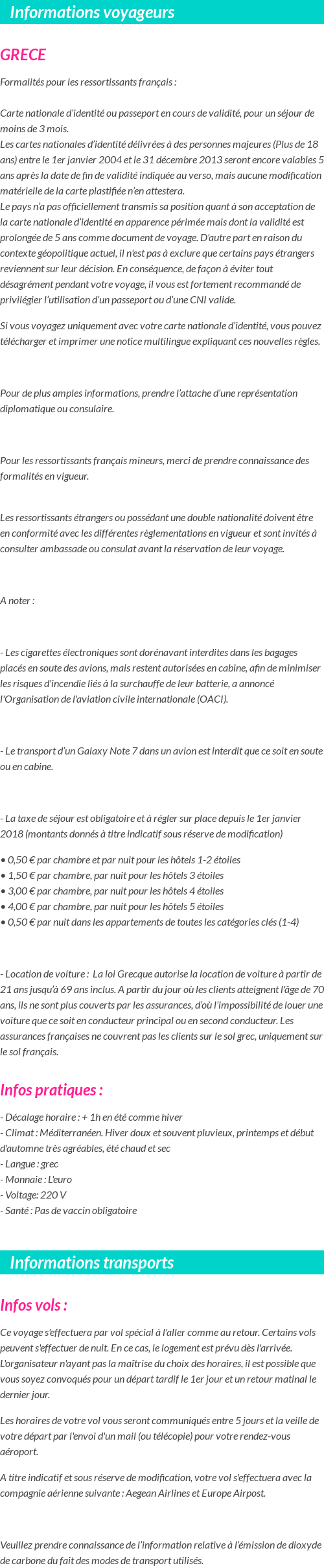 Formalités et infos voyageurs