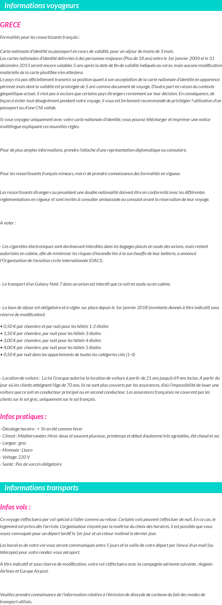 Formalités et infos voyageurs