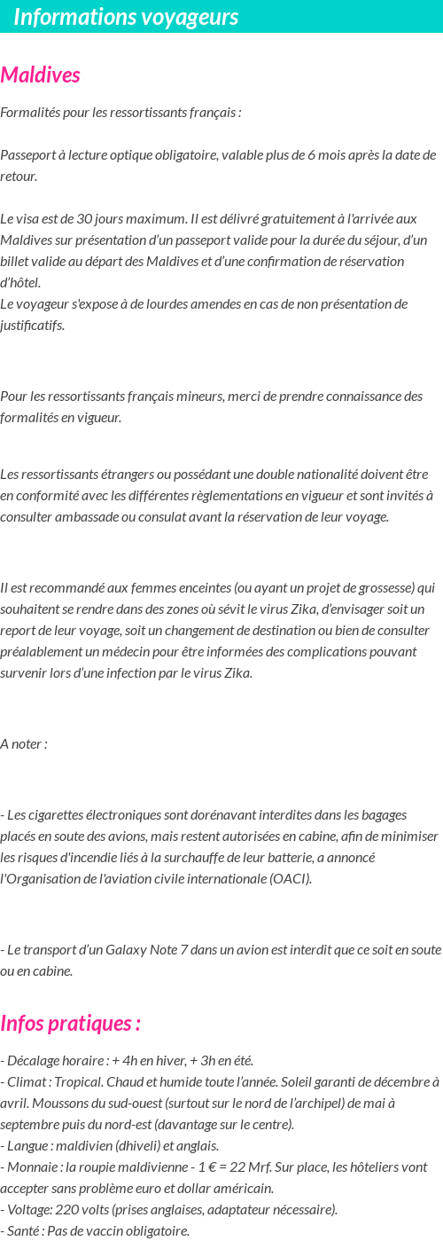 Formalités et infos voyageurs