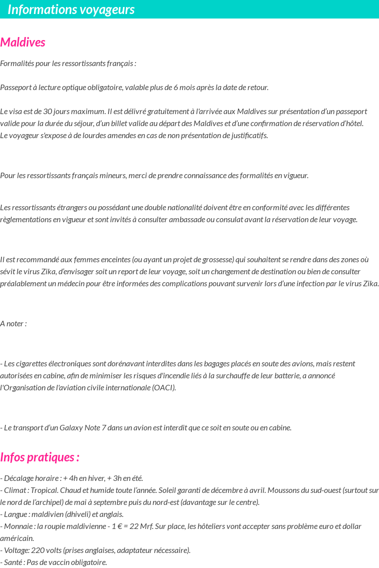 Formalités et infos voyageurs