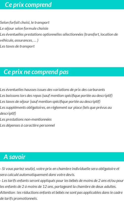 Conditions tarifaires