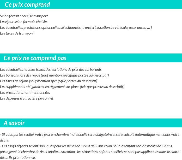 Conditions tarifaires