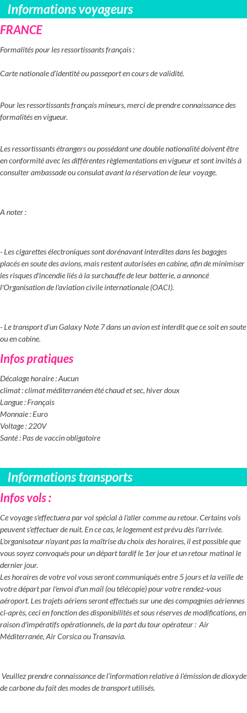 Formalités et infos voyageurs