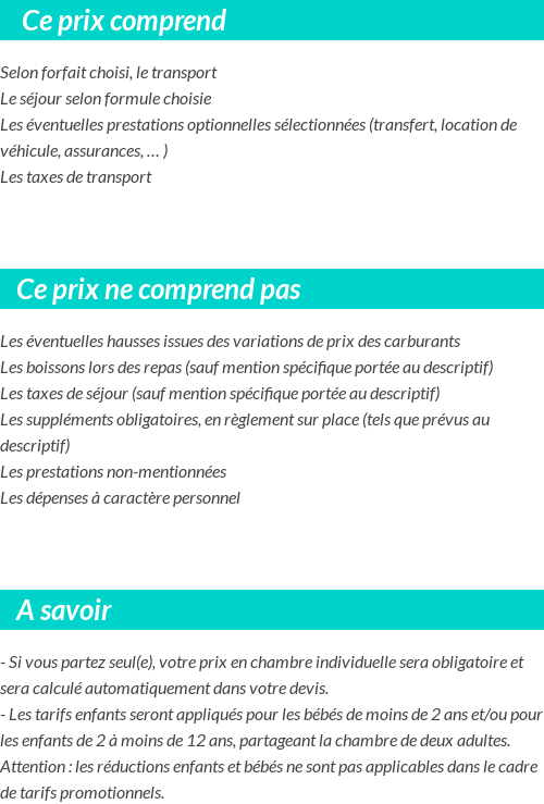 Conditions tarifaires