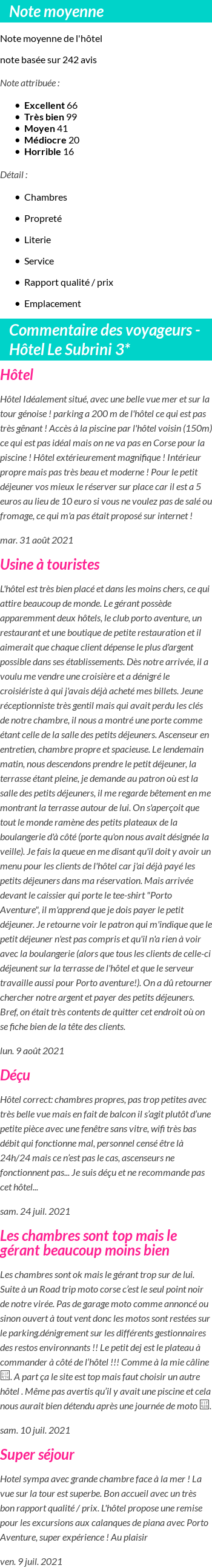 Avis clients