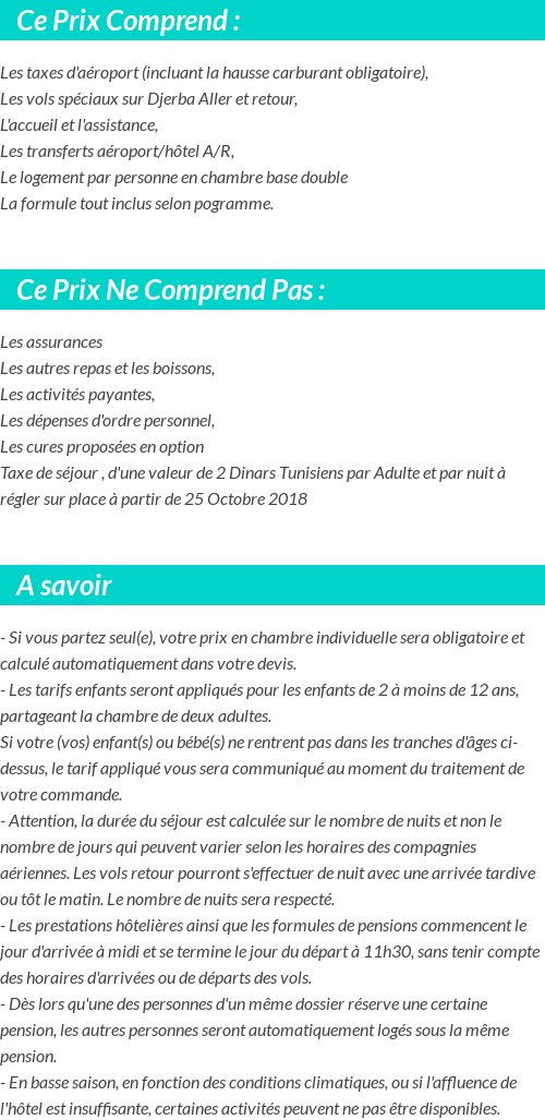 Conditions tarifaires