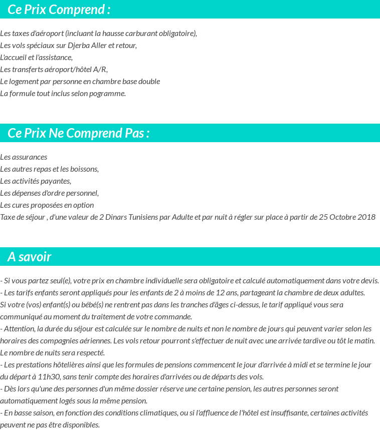 Conditions tarifaires