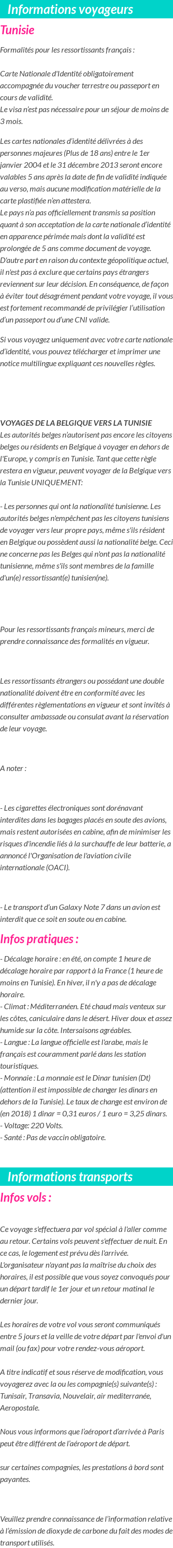 Formalités et infos voyageurs