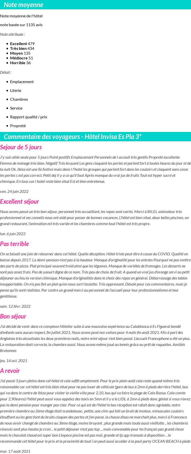Avis clients